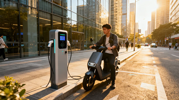 城市骑行、新风尚、智能充电桩、电瓶车、通勤、便利、安全、效率