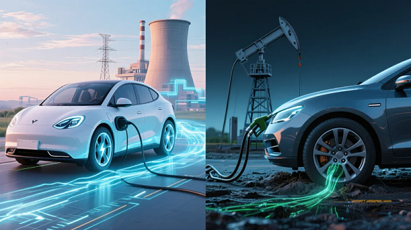 电车充电,加油,能量转换效率,从源头到车轮,能源利用效率,电车,油车,效率对比,节能减排