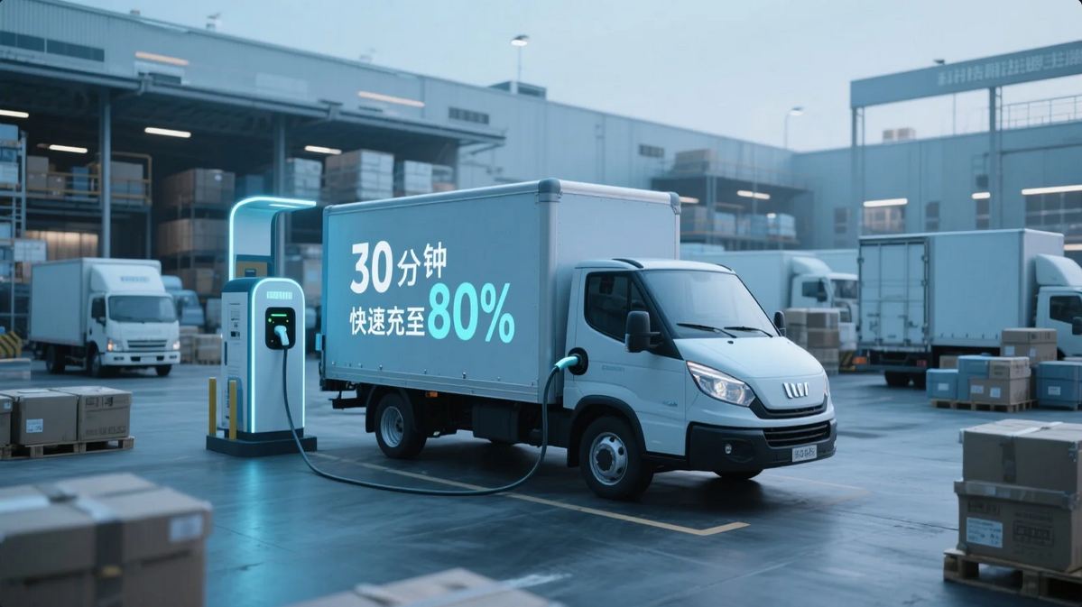 《电动货车高密度充电技术突破：30分钟充至80%物流应用》