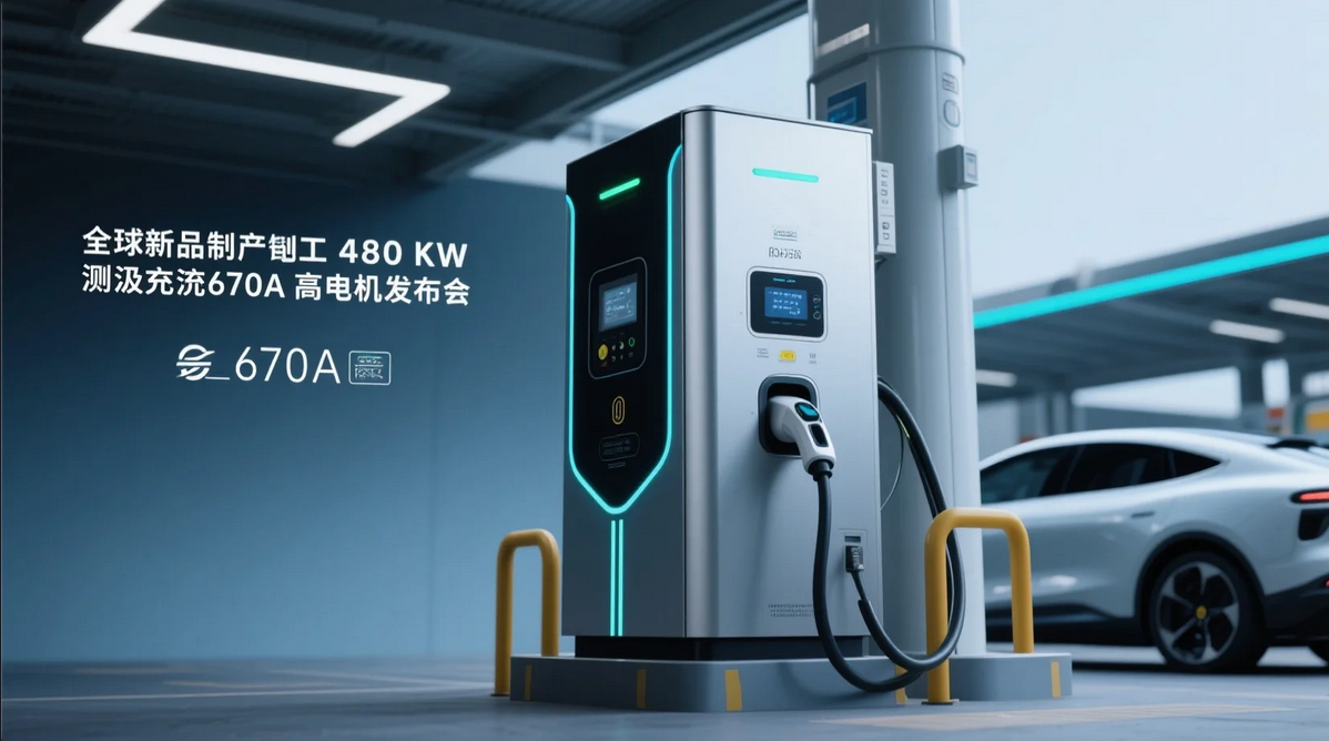 《全球首款量产480kW超充桩发布：实测峰值电流670A》