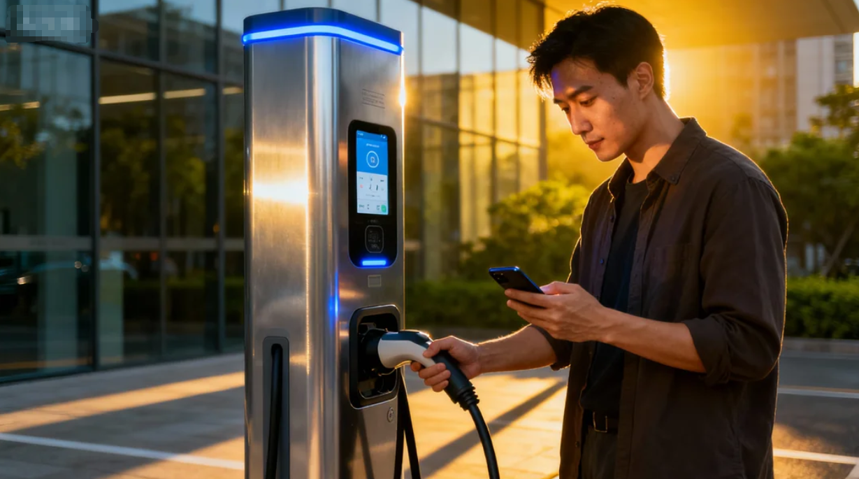 电动车公共充电桩使用、新能源汽车充电桩操作、公共充电桩新手教程、充电桩使用流程