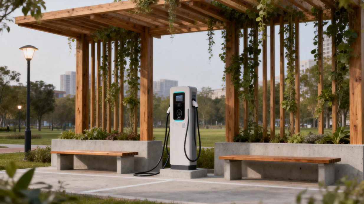 充电桩美学,工业设计,城市景观,形态设计,材料选择,色彩运用,街道家具,一体化设计